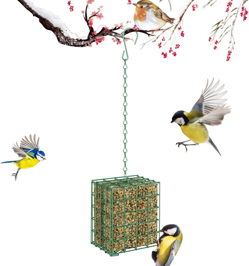 Trieez Bird Feeder for Outdoors, Large Capacity Suet Feeder Hanging Birdfeeder, Bird Feeder Hanging for Garden Yard Outside - 2 Slices Suet Cake Feeders fo Attracting Birds - Image 1